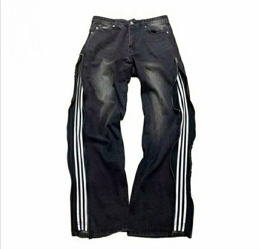 YK x Striped Flared Jeans